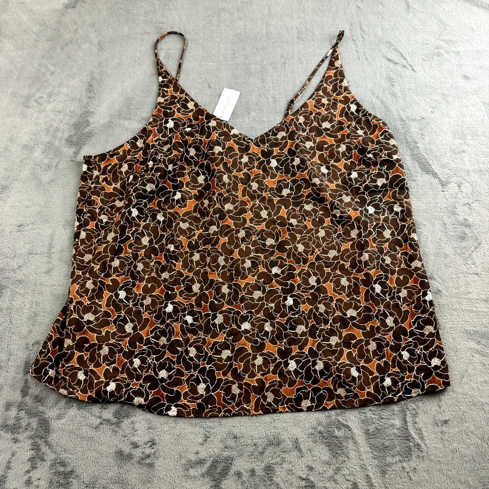 Banana Republic Womens Tank‎ Size Large V-Neck Flowy Satin Boho Floral NEW